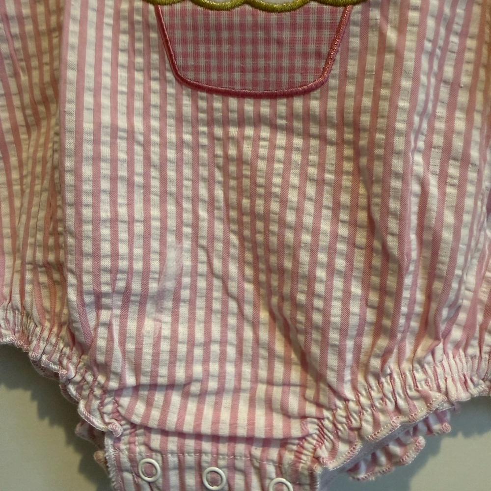 Baby Starters Girl Ist Birthday boutique style outfit crown pink stripe cupcake - Picture 5 of 9